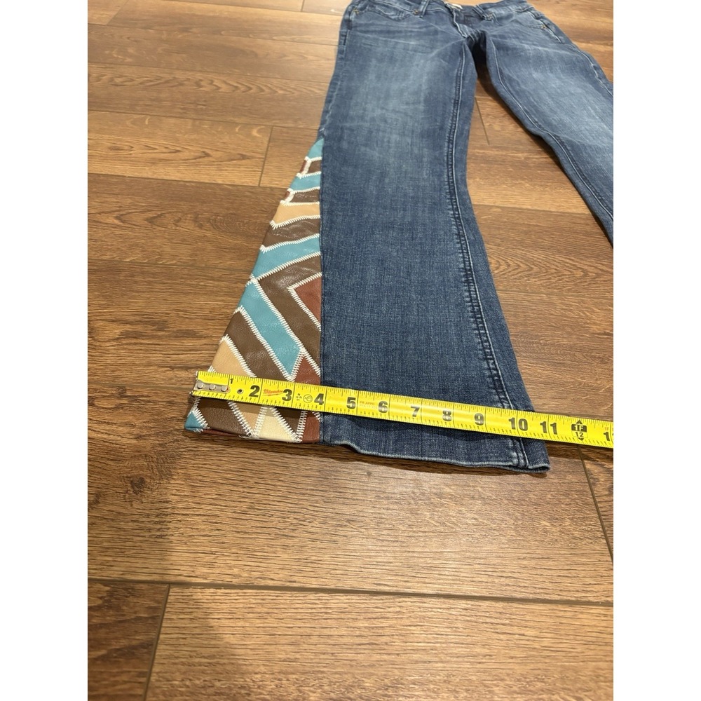 Women's Flare Jeans with Multicolor Chevron Design - Picture 10 of 16
